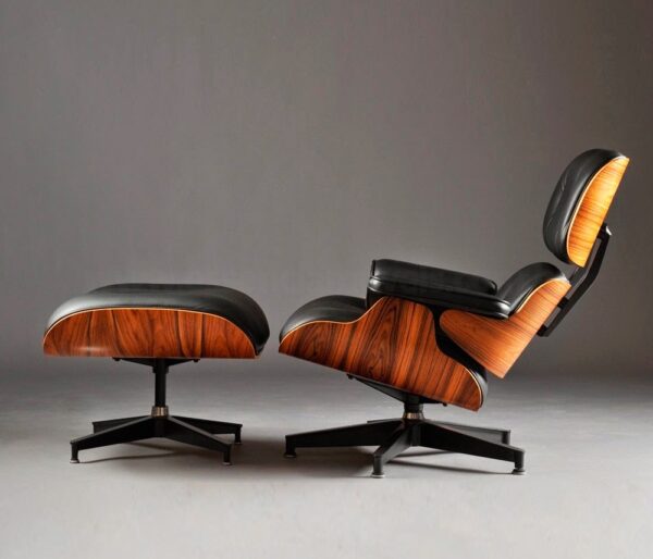 Poltrona e Puff Charles Eames - Couro Legítimo
